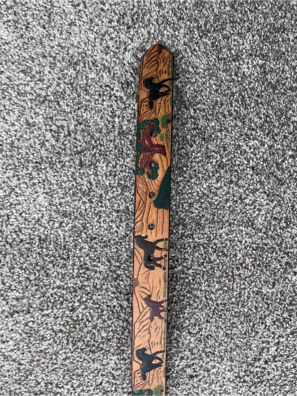 Nocona Brown Bonded Leather kids belt with painted horses and scenery